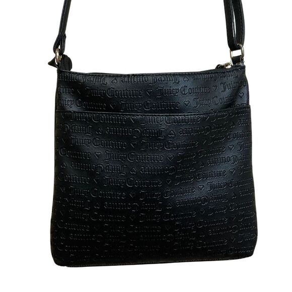 Juicy Couture Sling Crossbody Bag Black Medium 11x10 Pockets Zip Closure - Picture 4 of 12